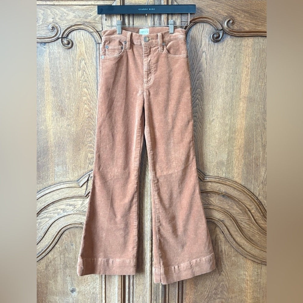 Alice + Olivia Camel Corduroy Flare Wide Leg Jeans - Picture 5 of 16